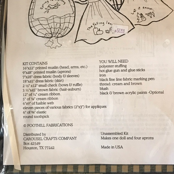 🐈OKC🐈 NWT Susannah Doll & Apron Kit - Picture 5 of 8